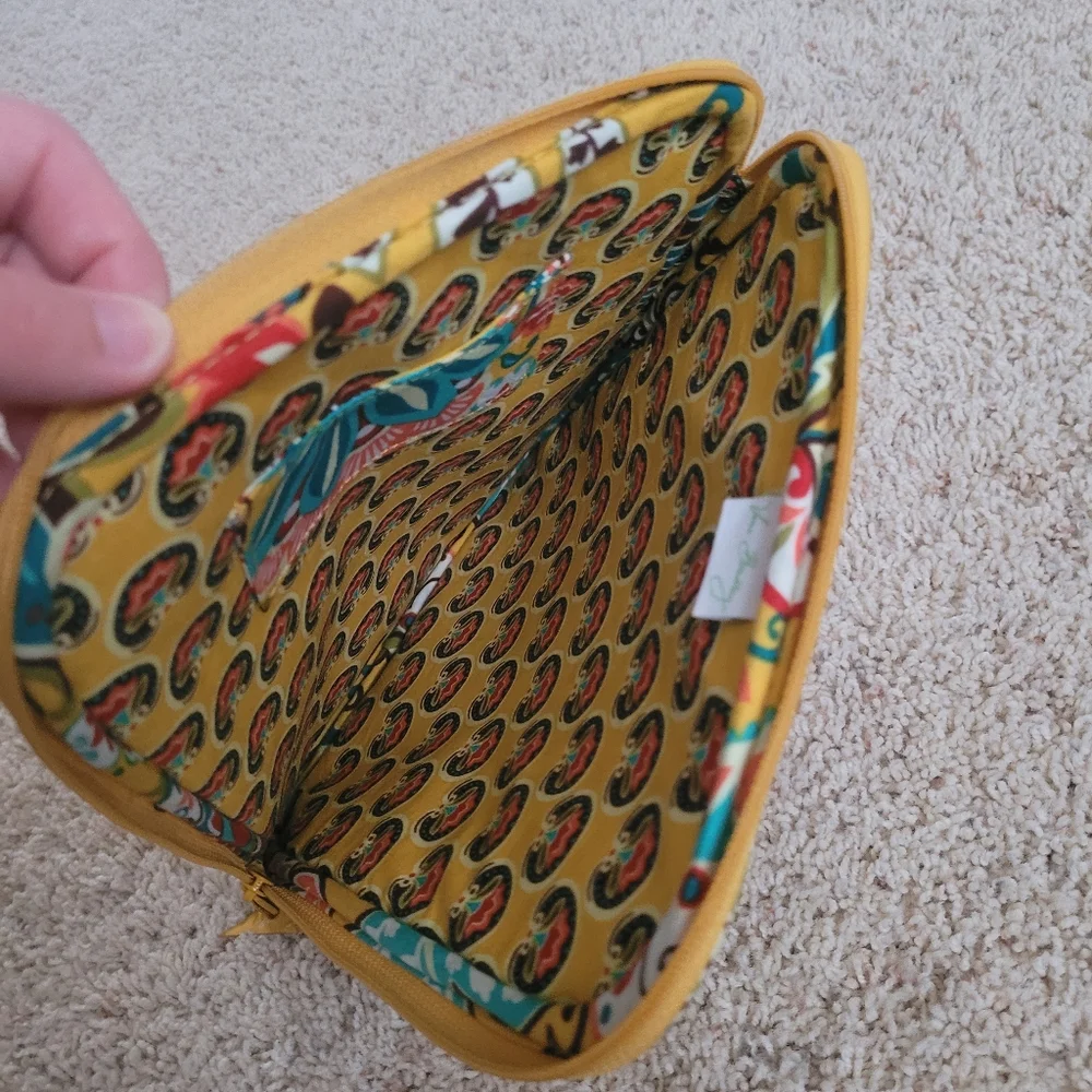 Vera Bradley Quilted Tablet Case Sleeve Provencal Yellow Floral Zip Retired